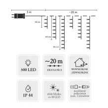 Extralink , Icicle curtain , 500L warm white + cold flash, length 3 + 20 m