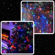 Extralink, Kalėdų eglutės lemputės, šventinis, 10,5m, 100 LED, šiltas, įvairiaspalvis, maitinamas baterijomis