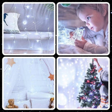 Extralink, Christmas tree lights, festive, 10m, 100 LED, white, cold, outdoor, indoor, battery-powered