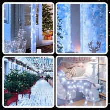 Extralink, Christmas tree lights, festive, 10m, 100 LED, white, cold, outdoor, indoor, battery-powered