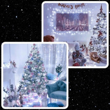 Extralink, Christmas tree lights, festive, 10m, 100 LED, white, cold, outdoor, indoor, battery-powered