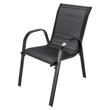 Classic Black Forest Garden Furniture Set, Textilene Two Chairs + Black Table
