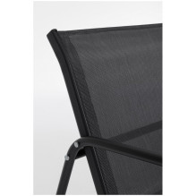 Black Forest Garden Furniture Set, Texteline Two Chairs + Lounger + Folding Table Black