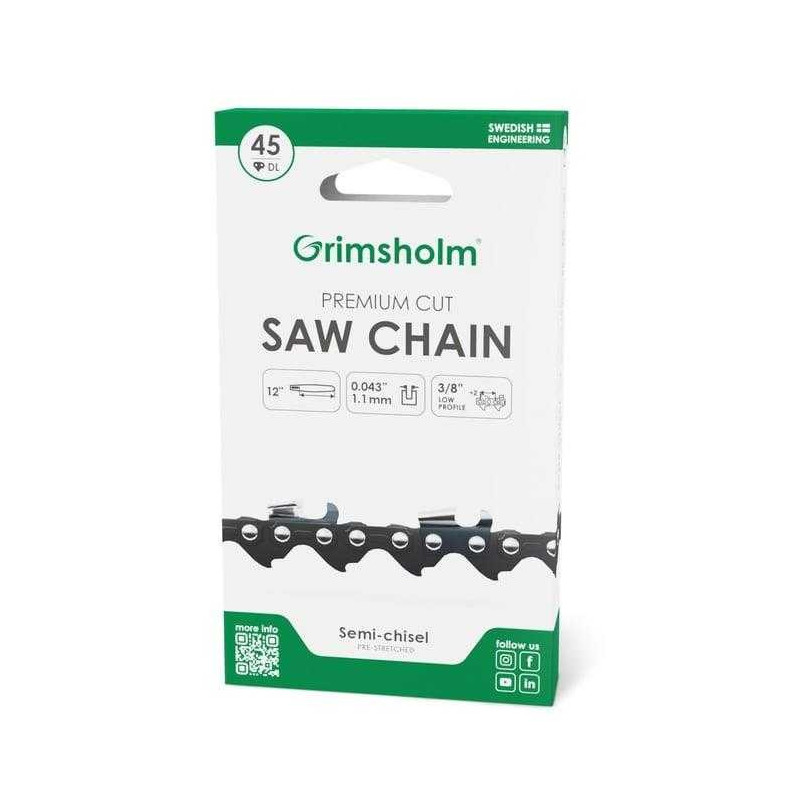GRIMSHOLM PJŪKLŲ GRANDINĖS PREMIUM 45 DL 3 / 8 .043 / 1.1MM