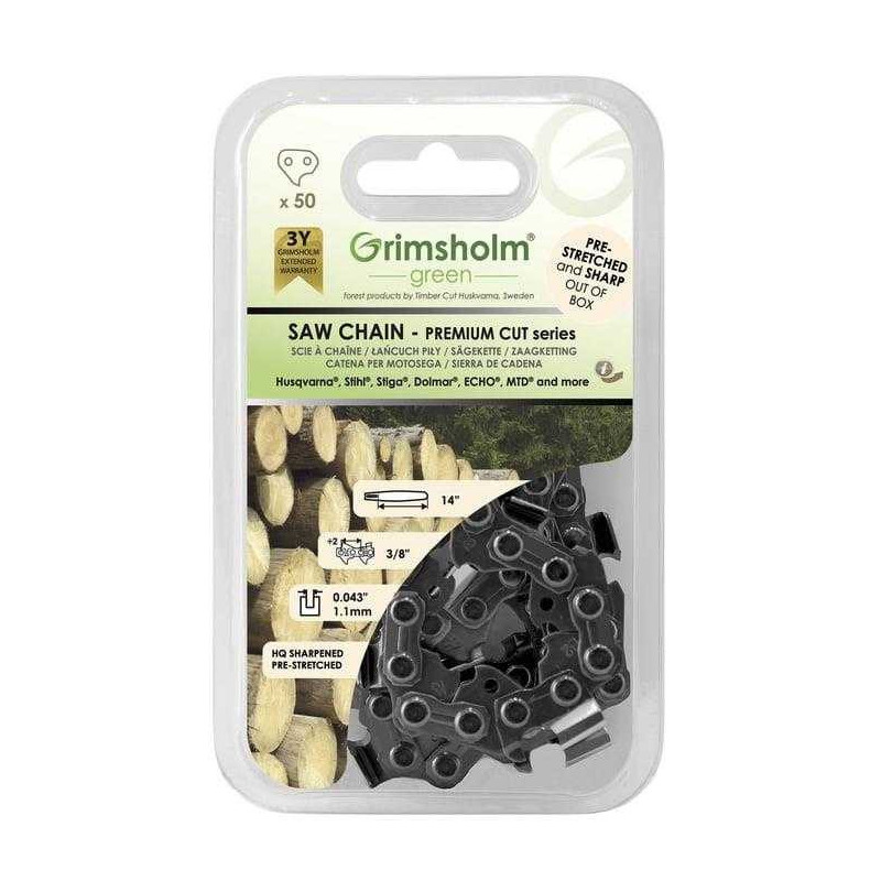 GRIMSHOLM PJŪKLŲ GRANDINĖS PREMIUM 50 DL 3 / 8 .043 / 1.1MM