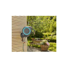 Gardena Wall-Mounted Hose Box RollUp S, 15 meters, hose reel (grey / tur