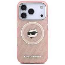 KARL LAGERFELD case for IPHONE 17 Pro Max compatible with MagSafe KLHMP17XHMKBCHOP (IML Choupette Head Logo) pink
