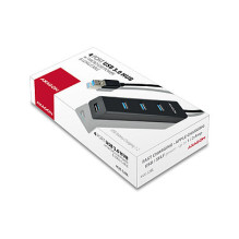 AXAGON HUE-S2BL USB-A-Hub, 4x USB 3.0, externe Stromversorgung - 1,2 m
