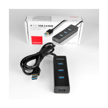 AXAGON HUE-S2BL USB-A-Hub, 4x USB 3.0, externe Stromversorgung - 1,2 m