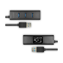 AXAGON HUE-S2BL USB-A-Hub, 4x USB 3.0, externe Stromversorgung - 1,2 m