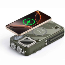 Hawk HWRDI440GN Radio Solar Dynamo With Powerbank, Black