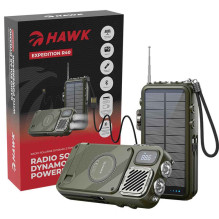 Hawk HWRDI440GN Radio Solar Dynamo With Powerbank, Black