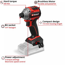 „Einhell“ profesionalus akumuliatorinis smūginis veržliasukis TP-CI 18 / 250-C Li BL - Sol
