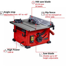Einhell EINHELL stalo pjūklas TC-TS 8 raudonas, 900 vatų Einhell EINHELL stalo pjūklas TC-TS 8 raudonas, 900 vatų