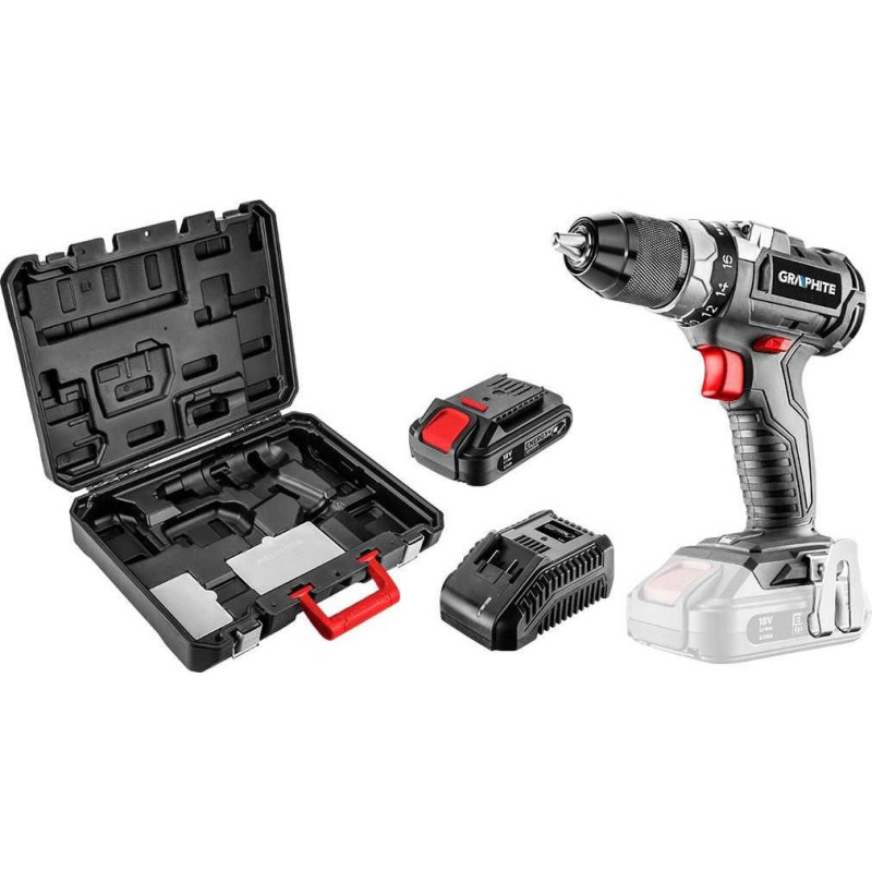 Graphite 58G019-SET1 18 V gręžtuvas / suktuvas, 1 x 2 Ah akumuliatorius