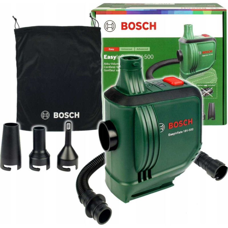 „Bosch“ belaidis oro siurblys „EasyInflate 18V-500 Solo“, 18 voltų (žalia / juoda,