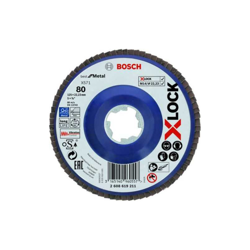 Bosch Bosch „X-LOCK“ dantyta fiksavimo poveržlė X571 Geriausiai tinka metalui, O 125mm, šlifavimui