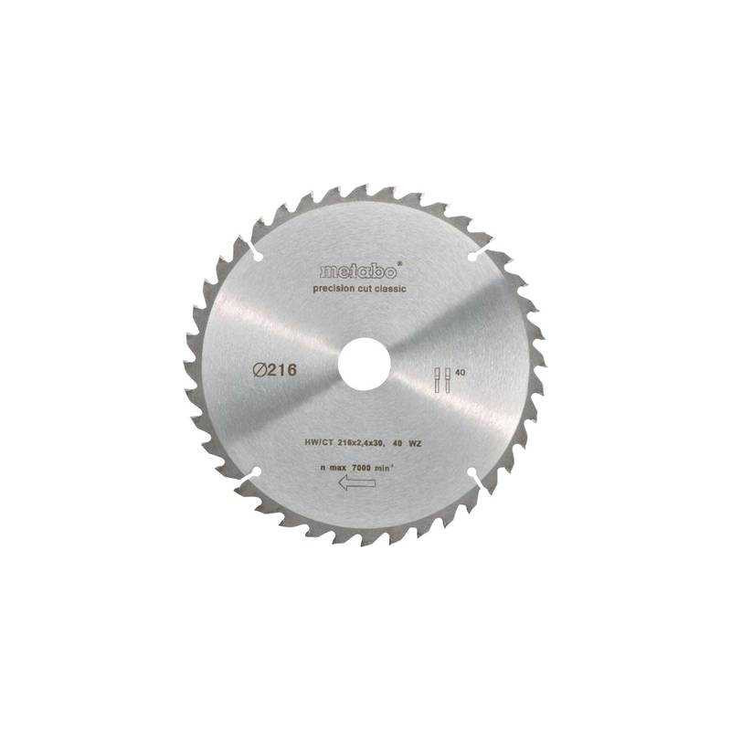 „Metabo“ pjūklo diskas 216x2,4 / 1,8x30 mm, z40, WZ, -5°, „Classic“
