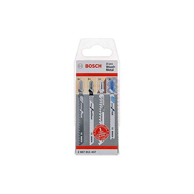 Bosch Powertools Pjūklo ašmenys medienai ir metalui, 15 vnt. pakuotė - 2607011437