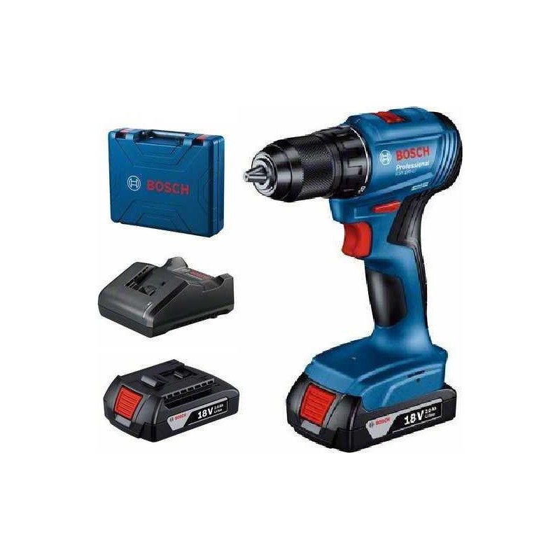 Bosch Bosch GSR 185 -Li 18-volt gręžtuvas / suktuvas 2 x 2 Ah akumuliatorius ( 06019K3