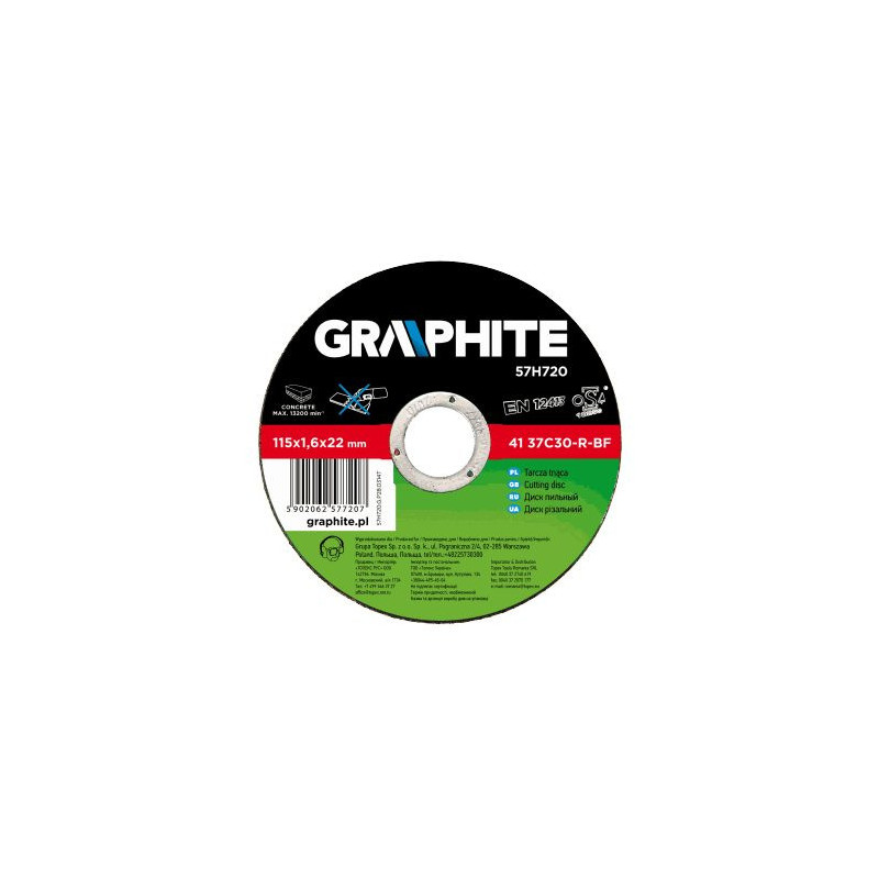 Graphite Graphite akmens pjovimo diskas 115x1.6x22.2mm ( 57H720 )