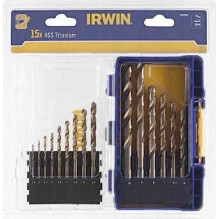 Irwin Irwin IRWIN Grąžtų rinkinys 15pcs . HSS TiS 1.5mm, 2mm, 3.5mm, 4mm, 4.5m