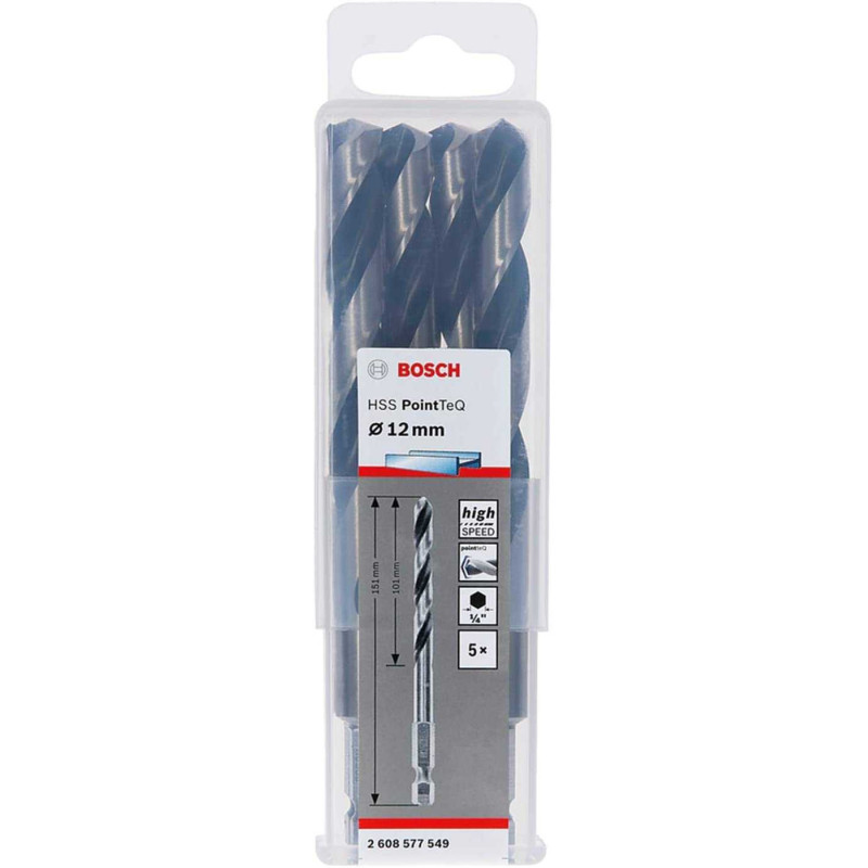 Italeri Bosch spiralinis grąžtas HSS PointTeQ Hex, O 12mm (5 vnt., darbinis ilgis 1