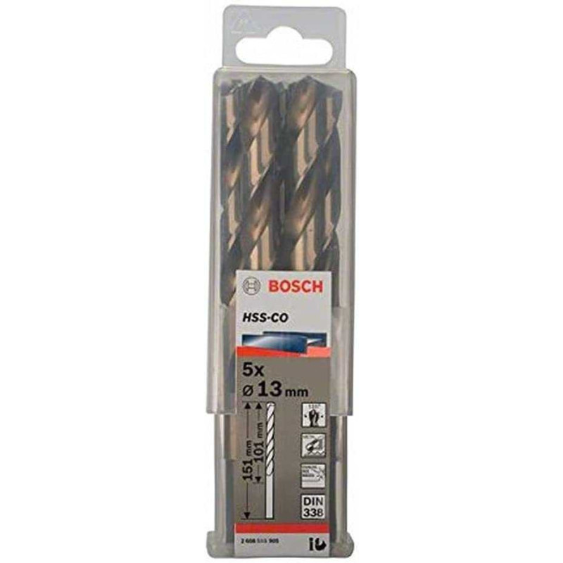Italeri Bosch Metalo spiralinis grąžtas HSS-Co, DIN 338, 13.0mm (5 vnt., darbinis ilgis