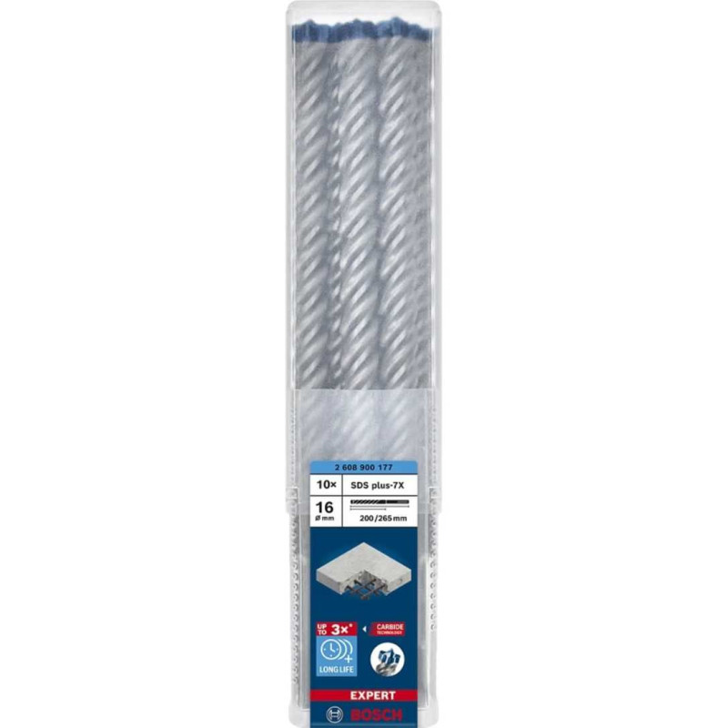 Italeri Bosch Expert perforuotas grąžtas SDS-plus-7X, 16mm, 10 vnt (darbinis ilgis