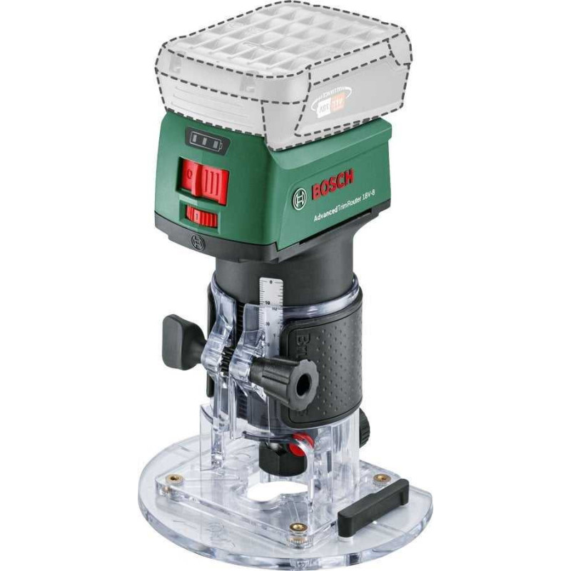 „Bosch“ belaidis freza „AdvancedTrimRouter 18V-8“ (žalia / juoda, be įvado)