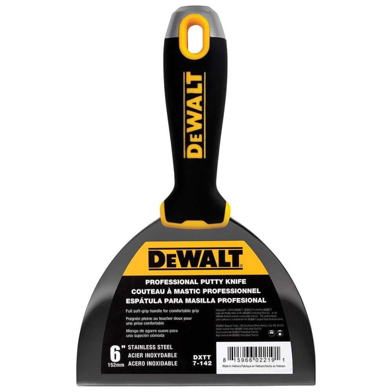 „DeWALT“ 6 pėdų (152 mm) glaistymo peilis iš nerūdijančio plieno su minkšta rankena