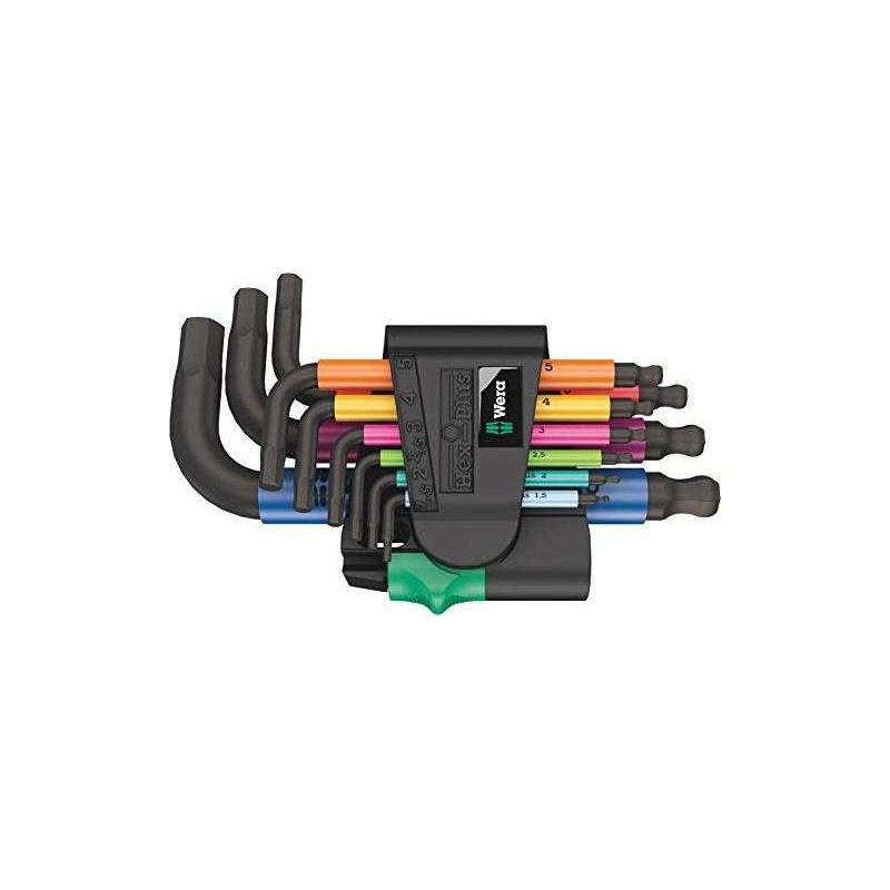 Wera 950 / 9 Hex-Plus Multicolour 2 - L formos raktų rinkinys, metrinis, BlackLaser