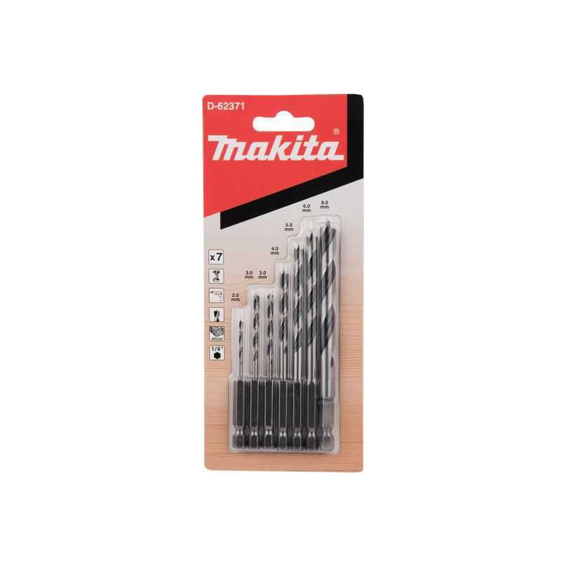 Makita Makita medienos grąžtų rinkinys 7pcs 1/4 "" D-62371