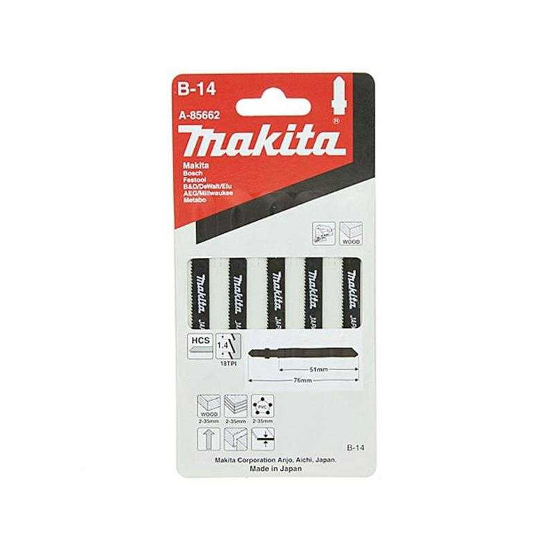 Makita JIG SAW BLADES PUT NO.B14 5TK.