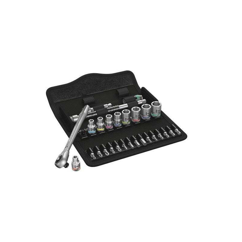 „Wera Metal 8100 SA10“ terkšlinių raktų rinkinys su 1/4 colio pavara, colinis, 28 dalių