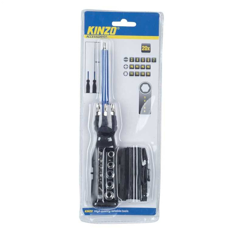 KINZO SCREWDRIVER +BITSET 20PCS OT KINZO NO DB