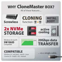 SSD DISKO DĖŽUTĖ M.2 NVME / USB-C EEM2-20GD AXAGON
