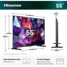 Hisense 55E7S PRO 139.7 cm (55 colių) 4K Ultra HD Smart TV Wi-Fi juoda Hisense 55E7S PRO 139.7 cm (55 colių) 4K Ultra HD Smart TV Wi-Fi juoda