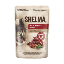 SHELMA SHELMA Gausus jautienos padažas – šlapias kačių maistas – 85g SHELMA SHELMA Gausus jautienos padažas – šlapias kačių maistas – 85g