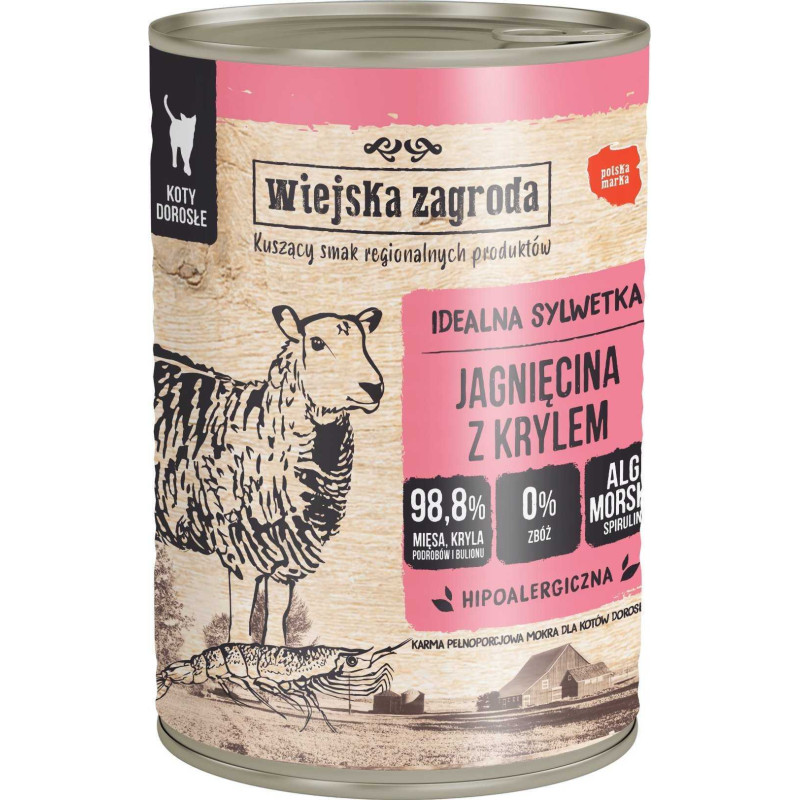 wiejska zagroda WIEJSKA ZAGRODA Lamb with krill - wet cat food - 400g