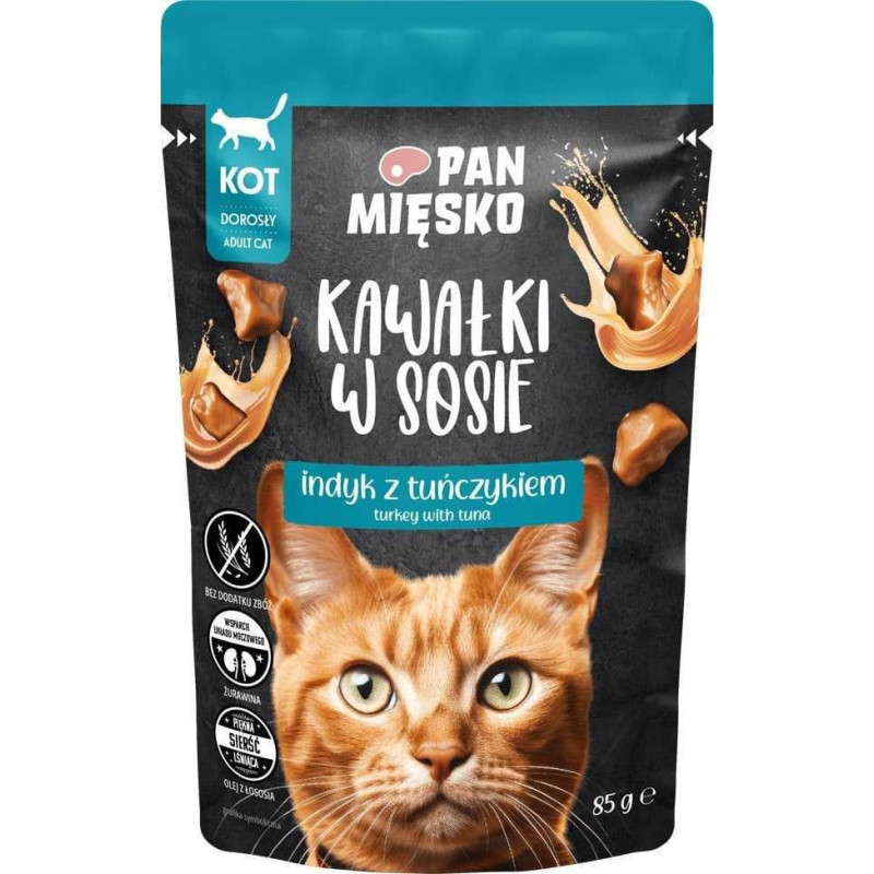 PAN MIĘSKO PAN MIĘSKO Pieces in sauce Turkey with tuna - wet cat food -