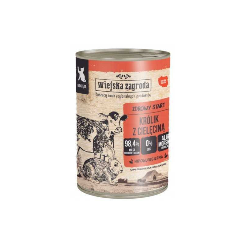 wiejska zagroda Wiejska Zagroda Rabbit with veal wet food for cats 400g
