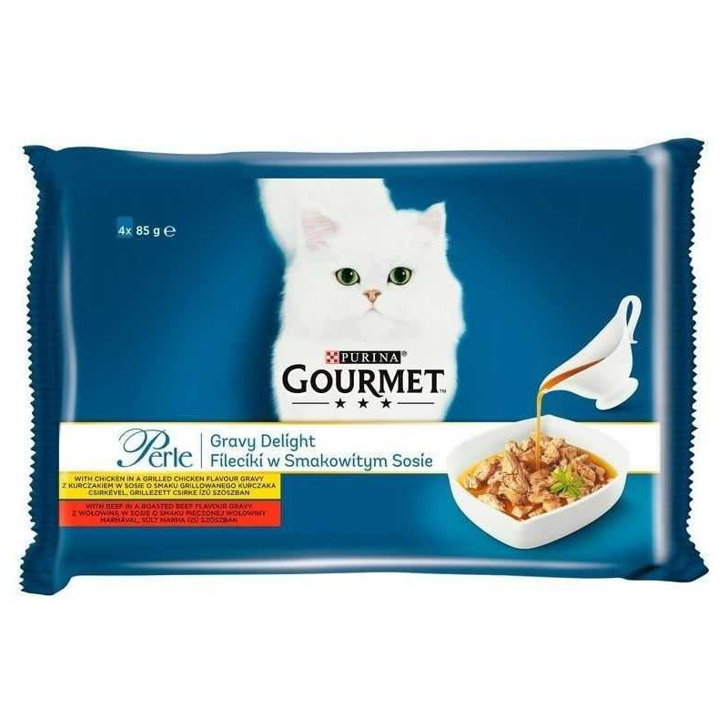 PURINA Gourmet Perle Gravy Delight Chicken + Beef 4x85g