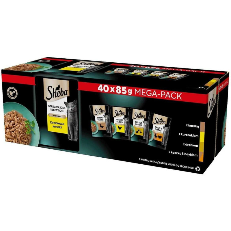 Sheba Pasirinkimas Select Paukštienos griežinėliai su skoniais 40 x 85g