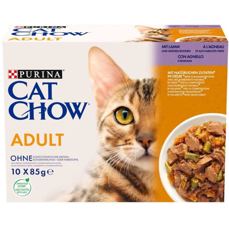 PURINA Cat Chow Lamb + Green Beans 10x85g