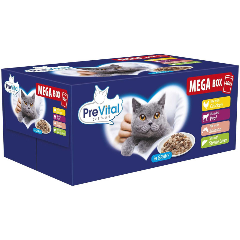 PREVITAL PREVITAL Mega Box Veal, salmon, liver, chicken - wet cat food