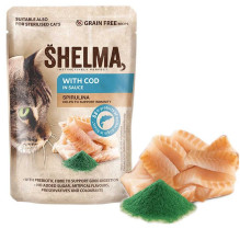 SHELMA SHELMA su menke padaže - šlapias kačių ėdalas - 85g SHELMA SHELMA su menke padaže - šlapias kačių ėdalas - 85g