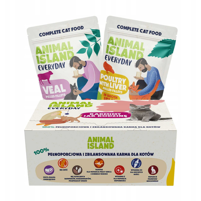 Animal Island ANIMAL ISLAND Kasdienis dėžutės formos skonių mišinys katėms 80x85g
