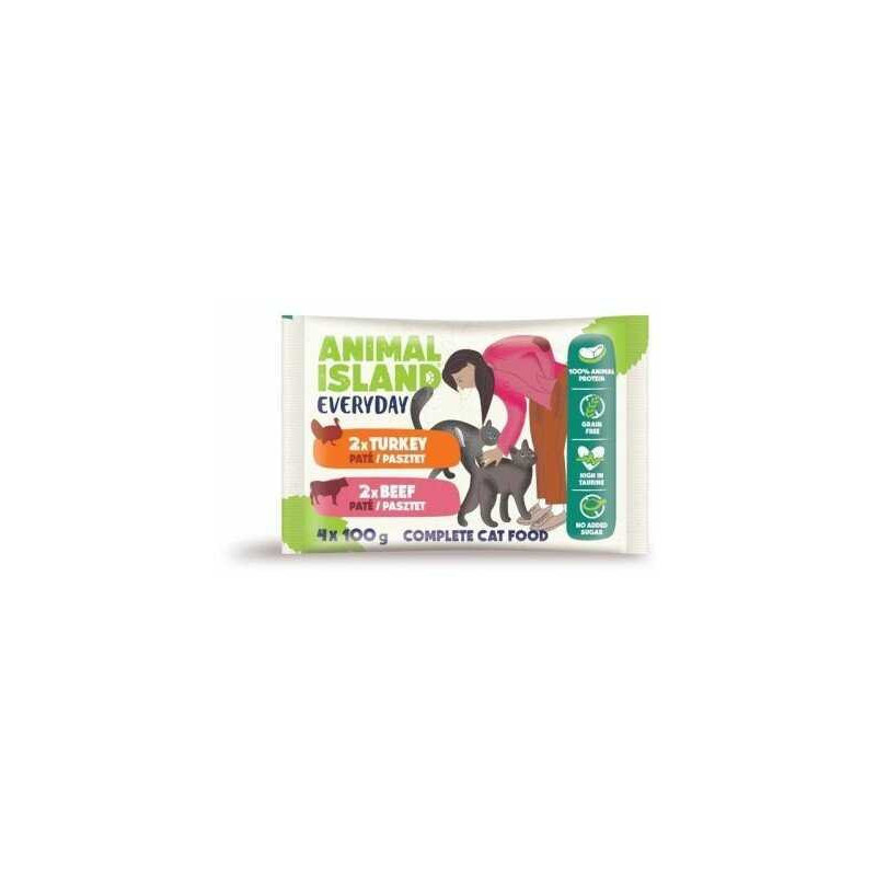 Animal Island ANIMAL ISLAND beef / turkey pouches for cats 4x100g