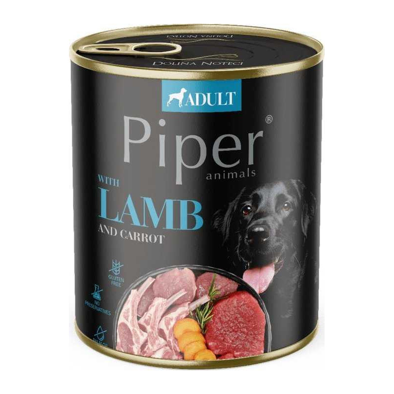 DOLINA NOTECI Piper ėriena su morkomis - šlapias šunų ėdalas - 800 g.